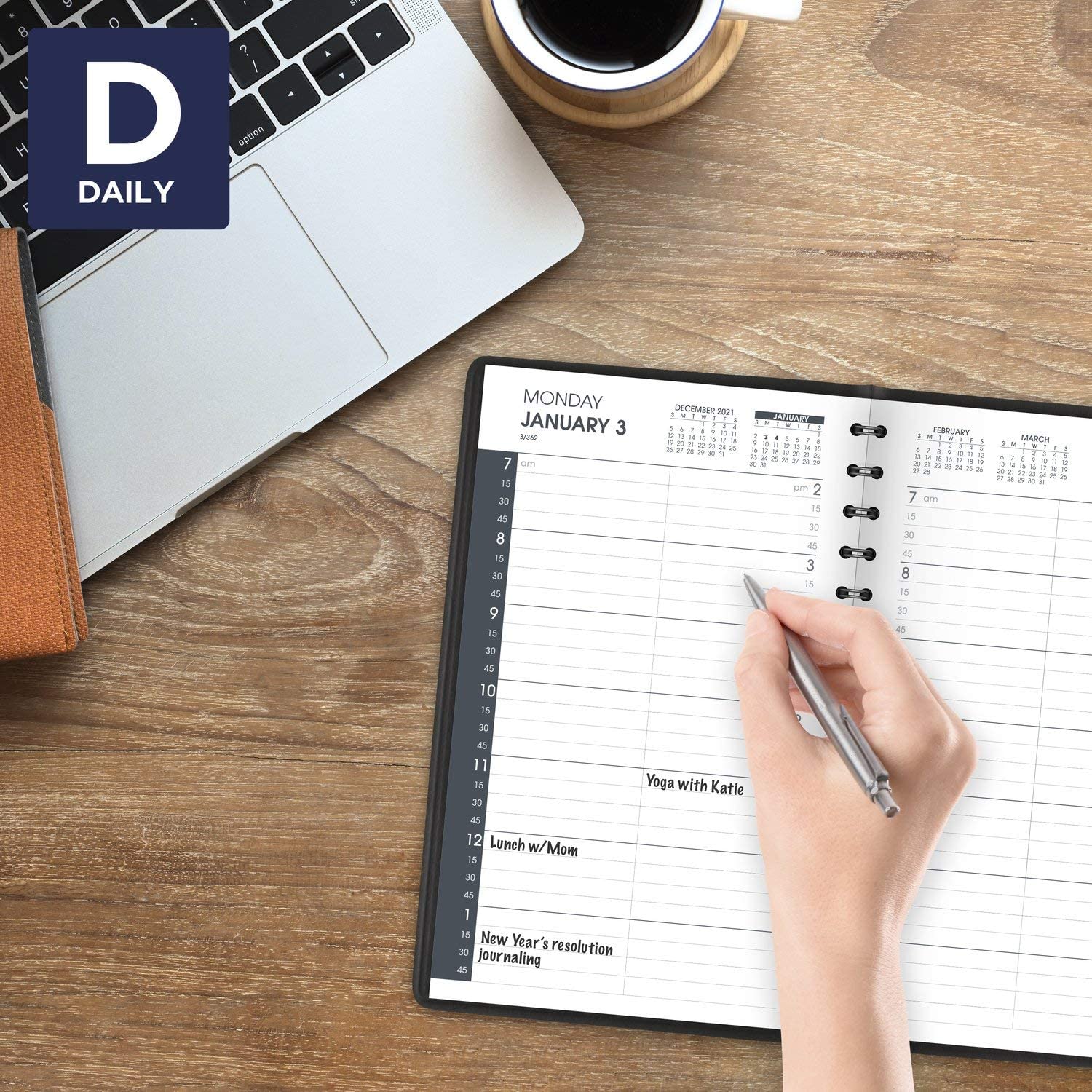AT-A-GLANCE 2023 Weekly Planner, Quarter-Hourly Appointment Book, 7" x 8-3/4", Medium, Telephone/Address Pages, Black (7095105) - Image 2
